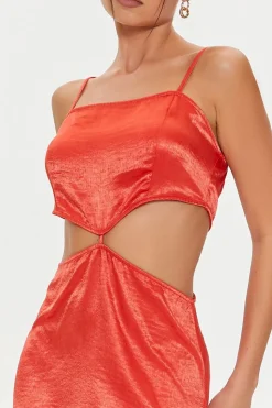 Satin Cutout Mini Dress