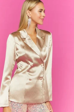 Satin Double-Breasted Blazer