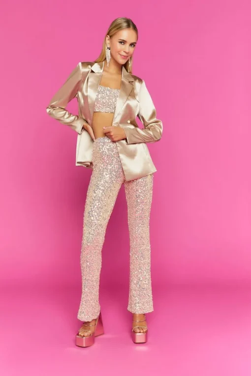 Satin Double-Breasted Blazer