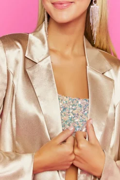 Satin Double-Breasted Blazer