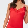 Satin Floral Lace Lingerie Bodysuit
