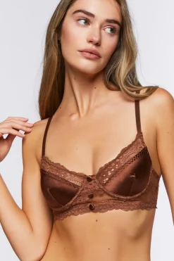 Satin Floral Lace Underwire Bra