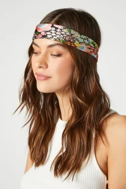 Satin Floral Print Headwrap