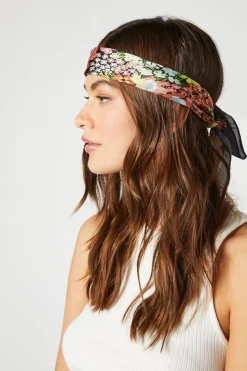Satin Floral Print Headwrap