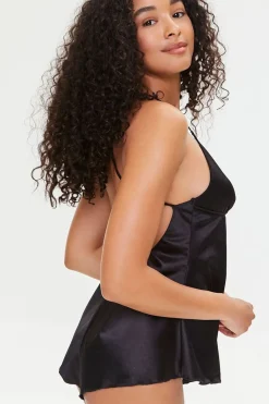 Satin Flounce Lingerie Bodysuit