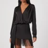 Satin Fringe Mini Skirt