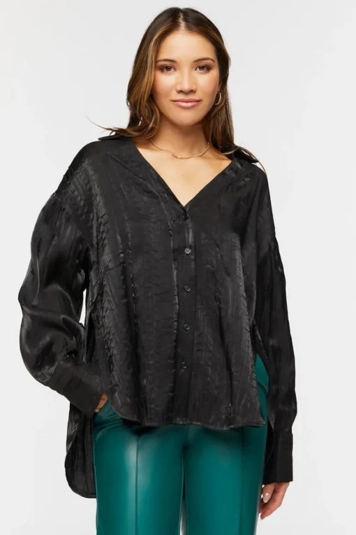 Satin High-Low Shirt