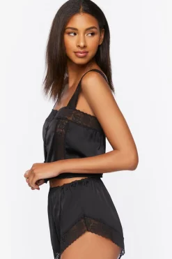 Satin Lace Tank Top & Shorts Lounge Set
