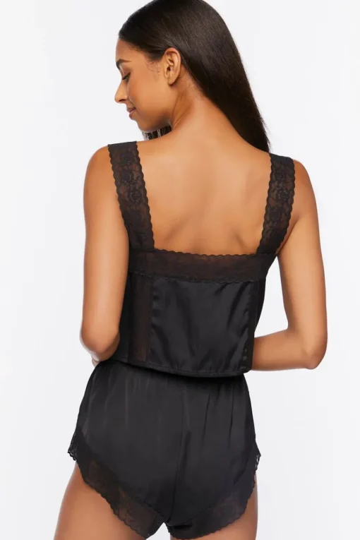 Satin Lace Tank Top & Shorts Lounge Set