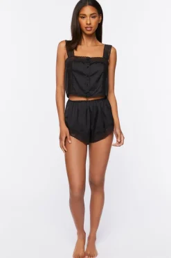 Satin Lace Tank Top & Shorts Lounge Set