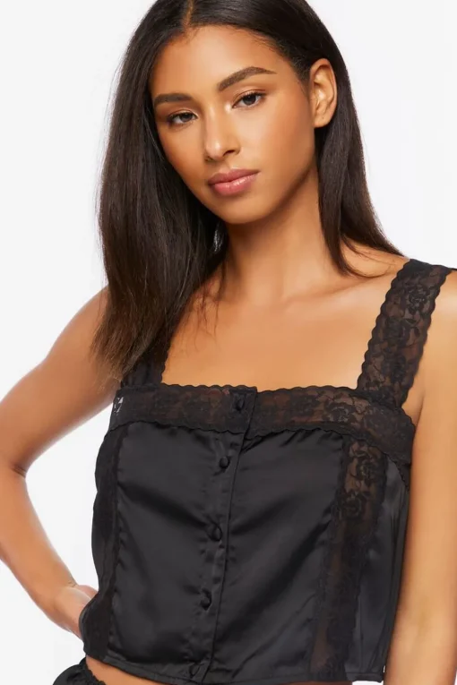 Satin Lace Tank Top & Shorts Lounge Set