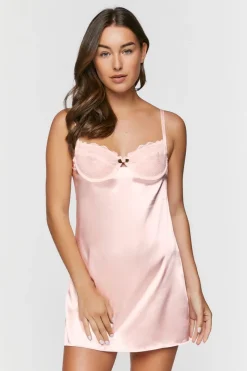 Satin Lace Tie-Back Lingerie Slip