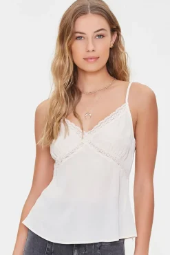 Satin Lace-Trim Cami