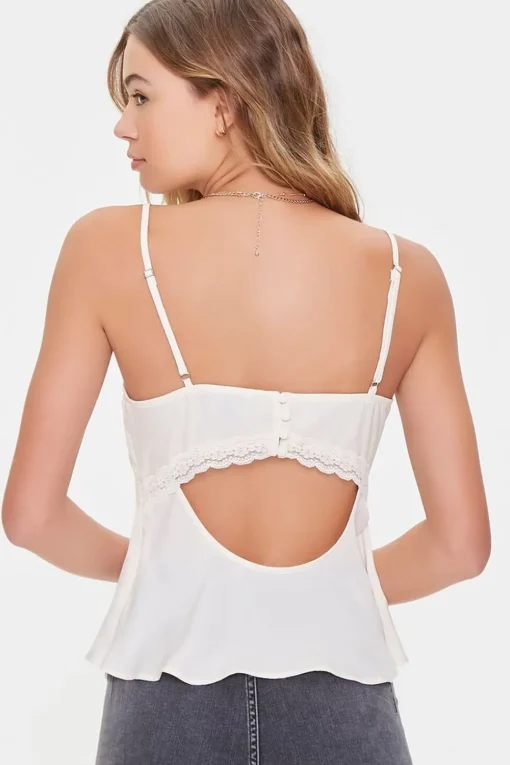 Satin Lace-Trim Cami