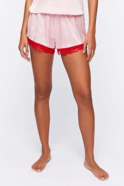 Satin Lace-Trim Cami & Shorts Pajama Set