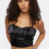 Satin Lace-Up Cropped Cami
