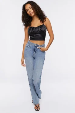 Satin Lace-Up Cropped Cami