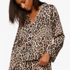 Satin Leopard Shirt & Shorts Pajama Set