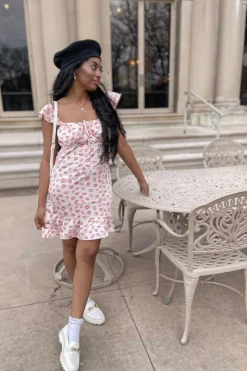 Satin Lip Print Mini Dress