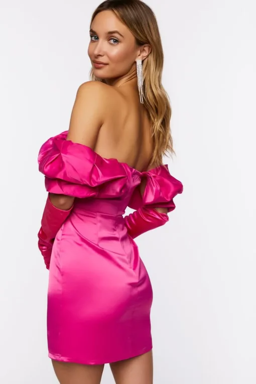 Satin Off-The-Shoulder Corset Dress