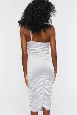 Satin One-Shoulder Midi Dress