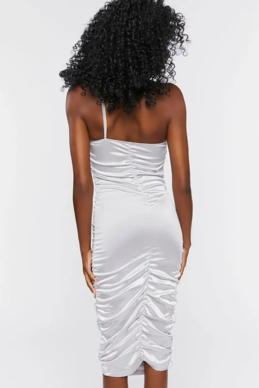 Satin One-Shoulder Midi Dress