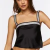 Satin Rhinestone Cropped Cami