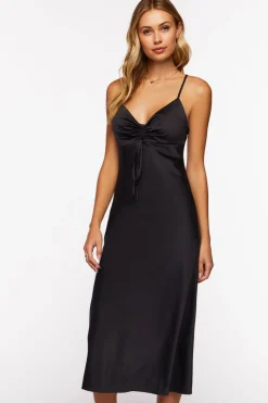 Satin Ruched Cami Dress