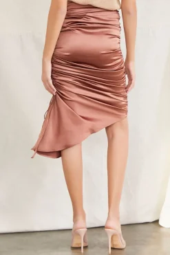 Satin Ruched Drawstring Skirt