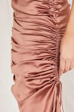 Satin Ruched Drawstring Skirt