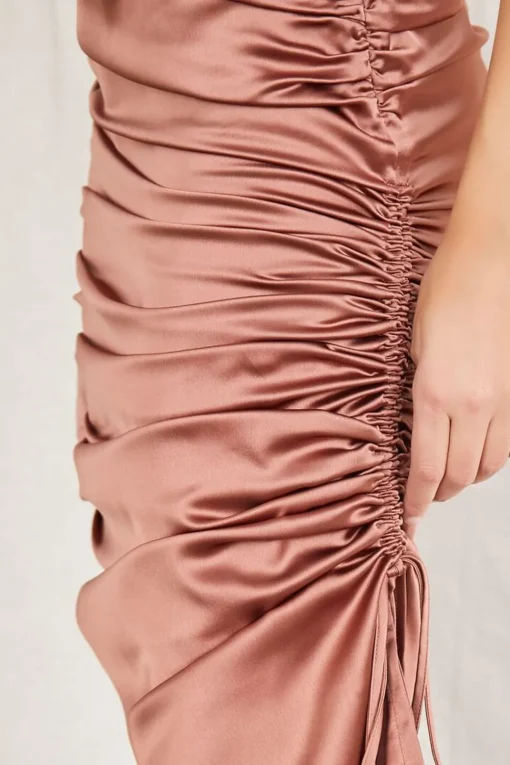 Satin Ruched Drawstring Skirt