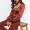 Satin Ruffle-Hem Crop Top