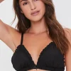 Satin Ruffle-Trim Bra