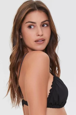 Satin Ruffle-Trim Bra