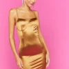 Satin Seamed Slip Mini Dress