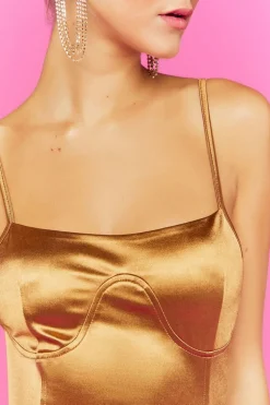 Satin Seamed Slip Mini Dress