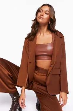 Satin Single-Breasted Blazer