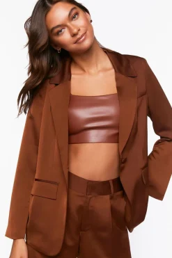 Satin Single-Breasted Blazer