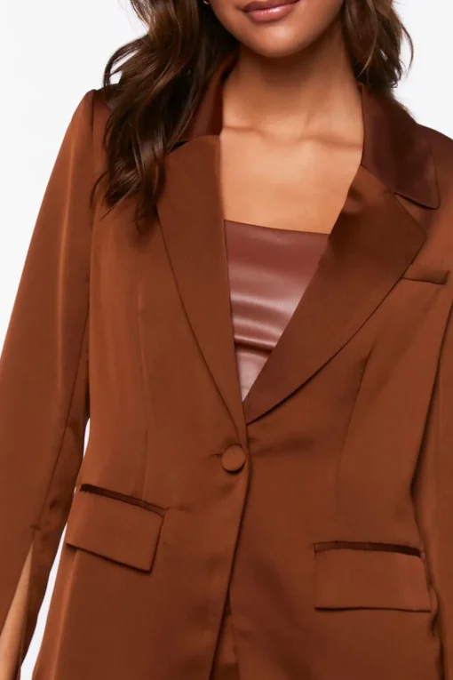 Satin Single-Breasted Blazer
