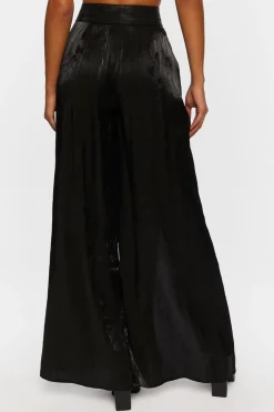 Satin Split-Hem Palazzo Pants