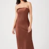 Satin Strapless Maxi Dress