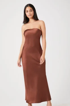 Satin Strapless Maxi Dress