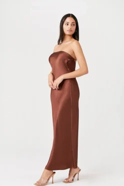 Satin Strapless Maxi Dress