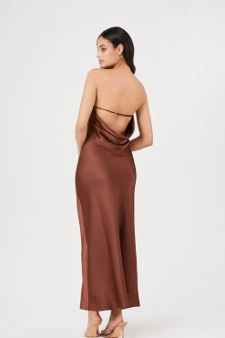 Satin Strapless Maxi Dress