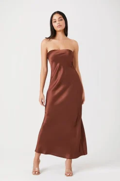 Satin Strapless Maxi Dress