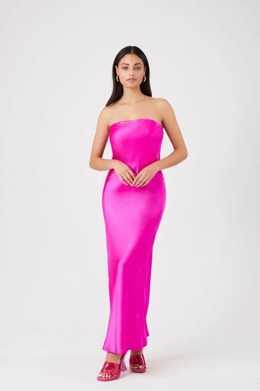 Satin Strapless Maxi Slip Dress