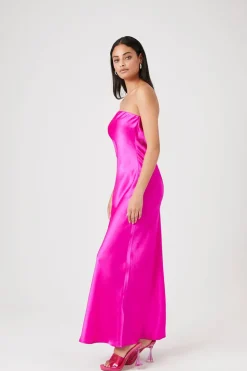 Satin Strapless Maxi Slip Dress