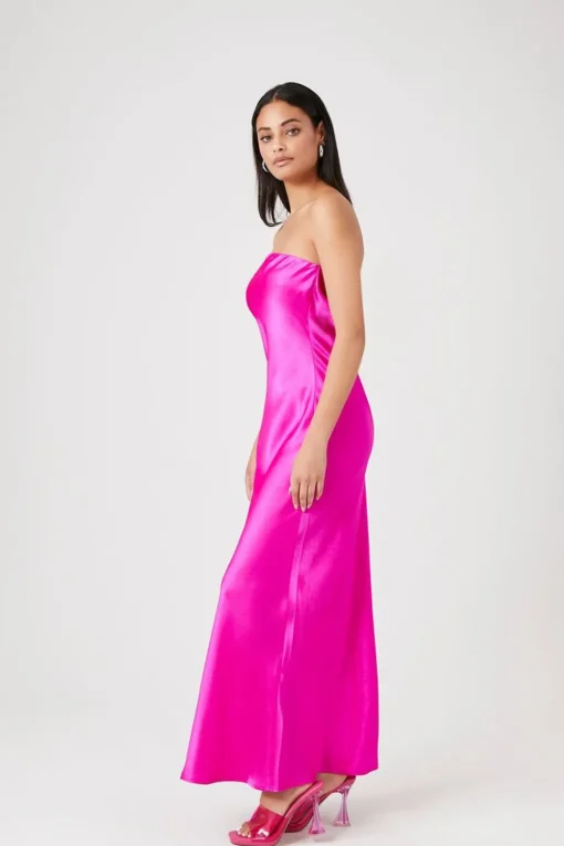 Satin Strapless Maxi Slip Dress