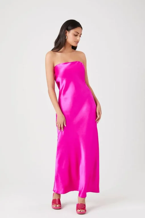 Satin Strapless Maxi Slip Dress