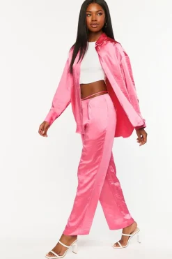 Satin Strappy Mid-Rise Pants